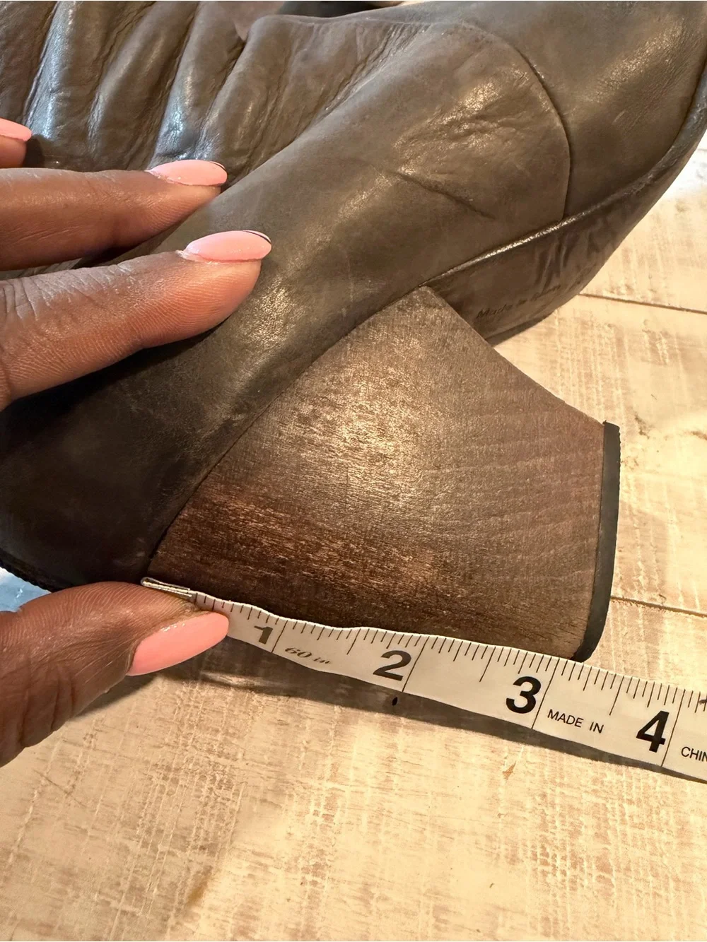 Coclico Brown Leather Slouch Ankle Boots Wood Block Heel EU 39.5 Distressed
